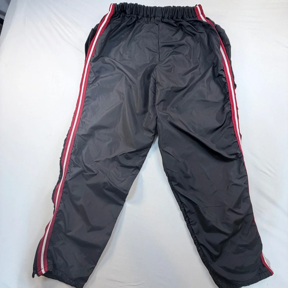 Vintage In Play Knee Zip Warm Up Pants USA Black Red Nylon Large 30 Inseam